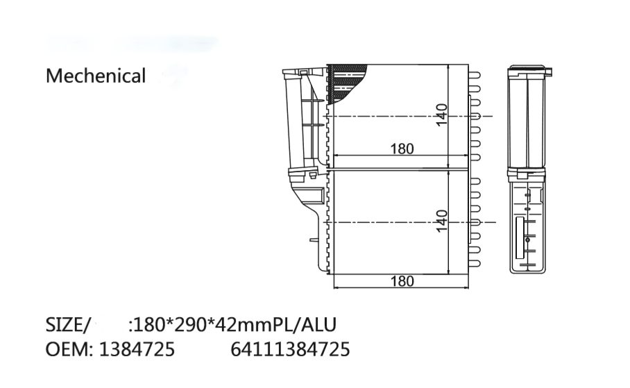 For BMW5 (E34) M5 CAT 1988-1992 heater core replacement OEM 1.384.725 1384725 6411.1.384.725 64111384725