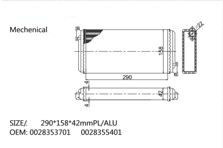 MercedesBenz 190 (W201) E 2.6 1986-1989 OEM 0028353701 A0028353701 002 8353701A 0028353701 Aluminum Heater core replacement