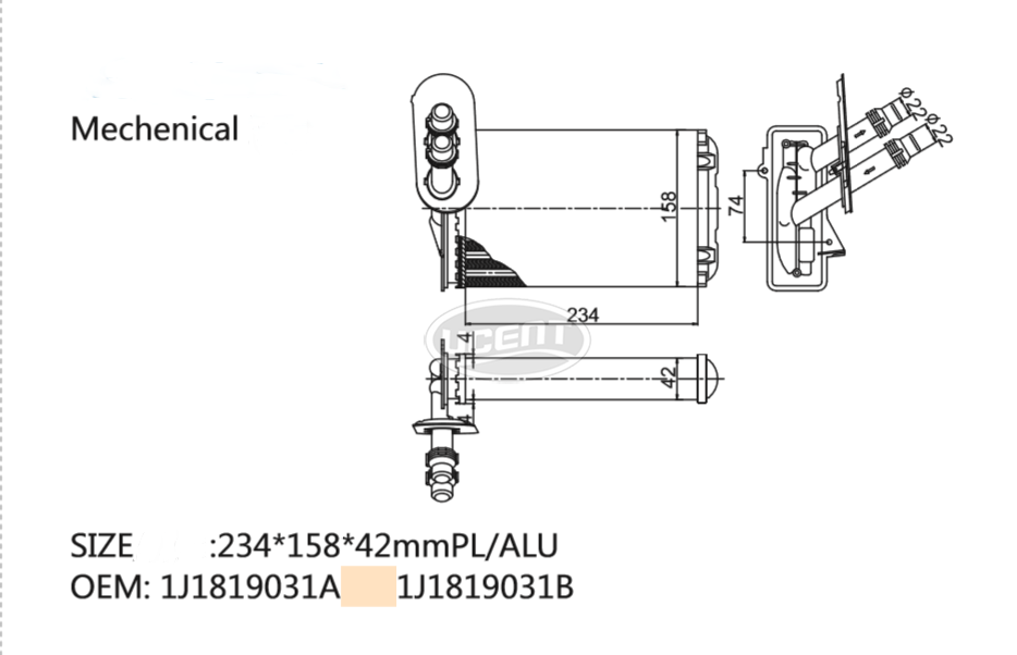 AI08011 HEATER CORE FOR AUDI