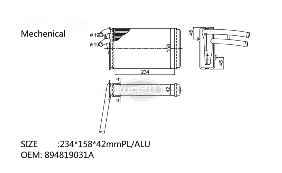 AI08029 HEATER CORE FOR AUDI