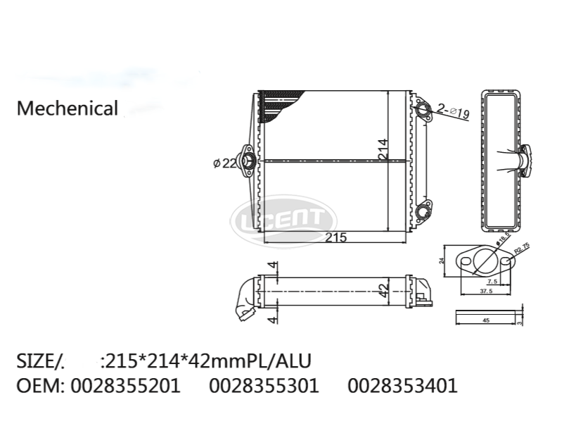 MS11090 HEATER CORE FOR Mercedes Benz