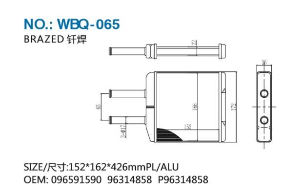WBQ-065 HEATER CORE FOR DAEWOO