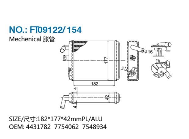 FT09122 HEATER CORE FOR FIAT