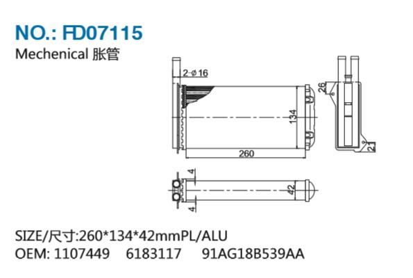 FD07115 HEATER CORE FOR FORD