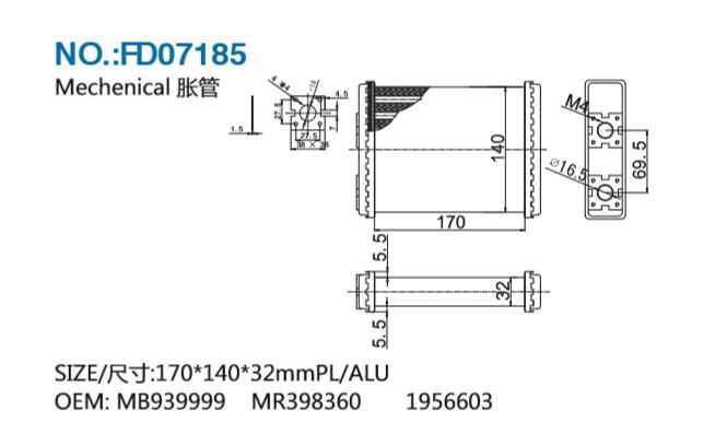 FD07185 HEATER CORE FOR FORD